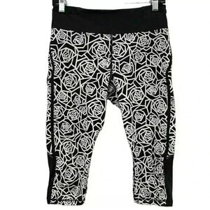 Lululemon Posey Black White Real Quick Crop Leggings size 6